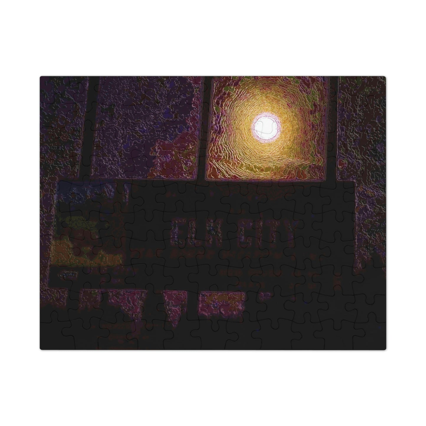 Jigsaw Puzzle (30, 110, 252, 500,1000-Piece) ... Car Approaches From The Stern ... Moon Ascendary From The Bow ... "Two Friendly Travellers On A Cold Night Near Elk City" ... C