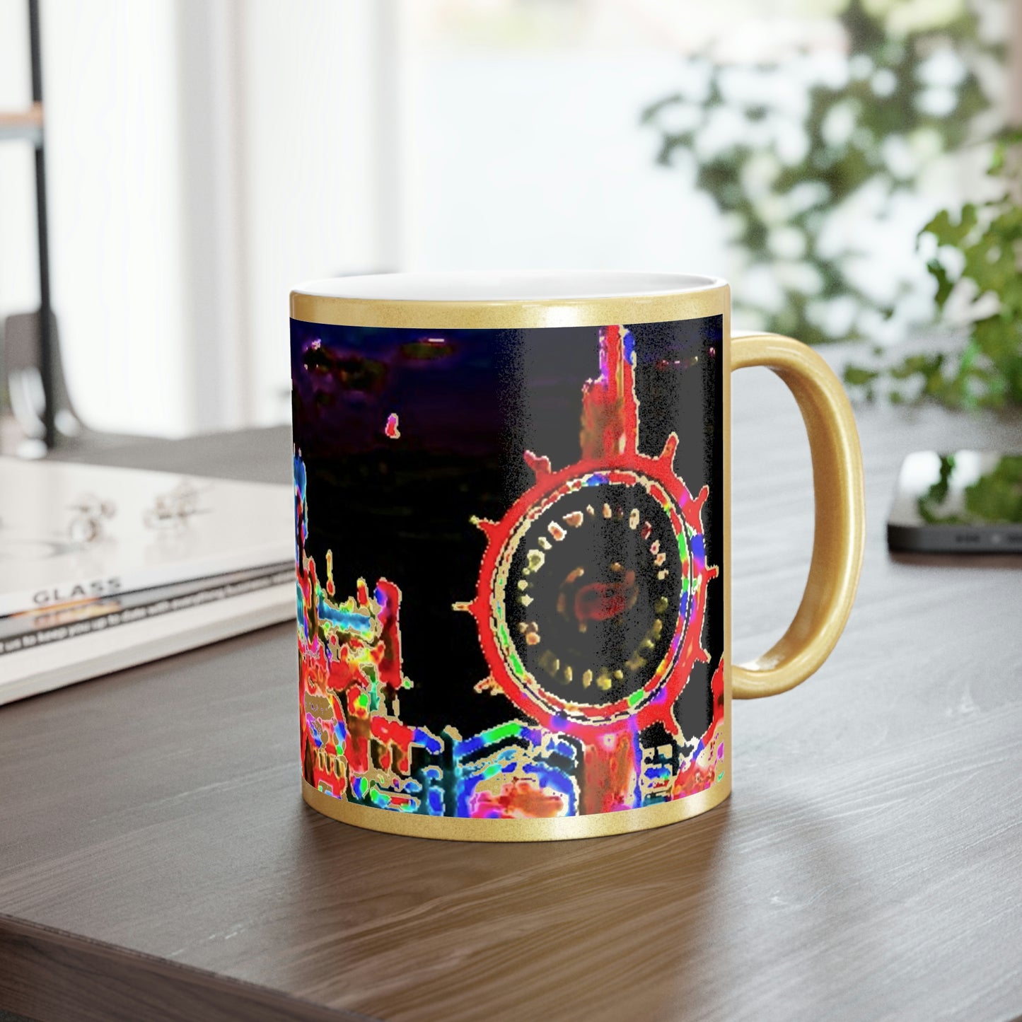 Metallic Mug (Silver\Gold) ... "No.9 Fishermen's Grotto - Fishermen's Wharf, SF, California" ... Family Archives: 1970's ... Original Works ...