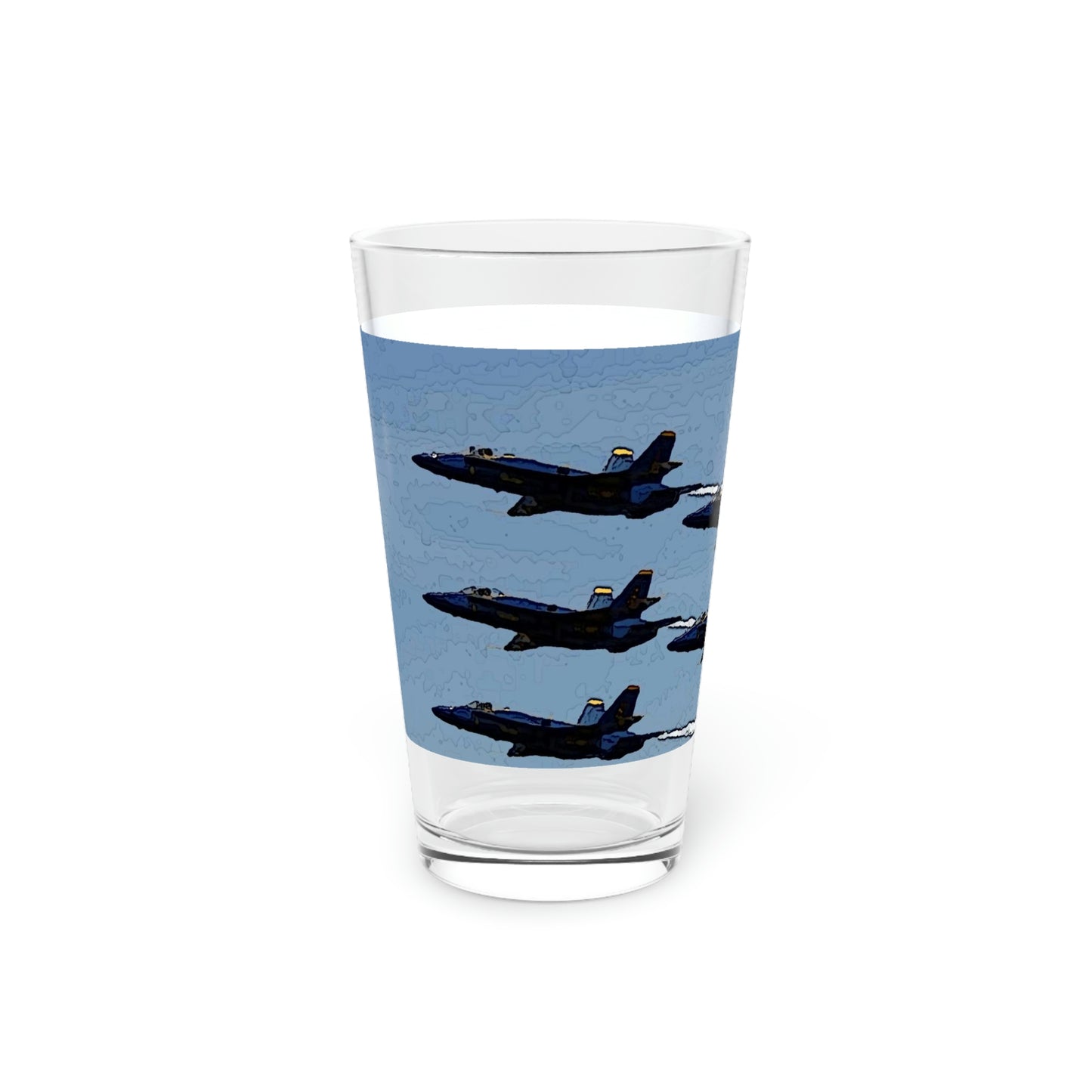 Pint Glass, 16oz ... Seattle Seafair ..."Blue Angels Run Over Lake Washington" ... Circa Mid 1980's ... Dr FJ Holt ... Original Works ...