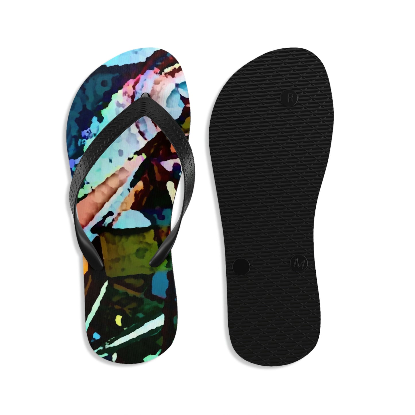 Unisex Flip-Flops ... "Seattle's World Fair" ... Below Space Needle 'Looking Up' ... On A Very Rainy Morning (Father's Family Photo). ... Original ...