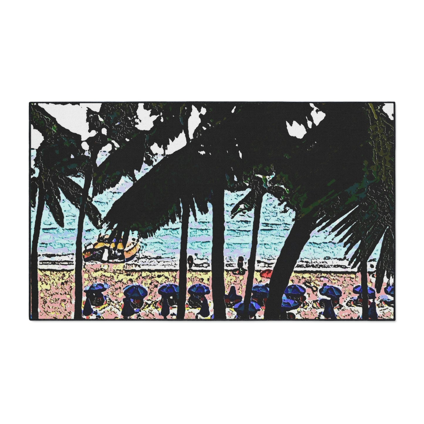 Heavy Duty Floor Mat ... "A Beautiful Beach Amongst The Palms" ... The Outrigger Waikiki, Honolulu, Oahu ... Original Works ...