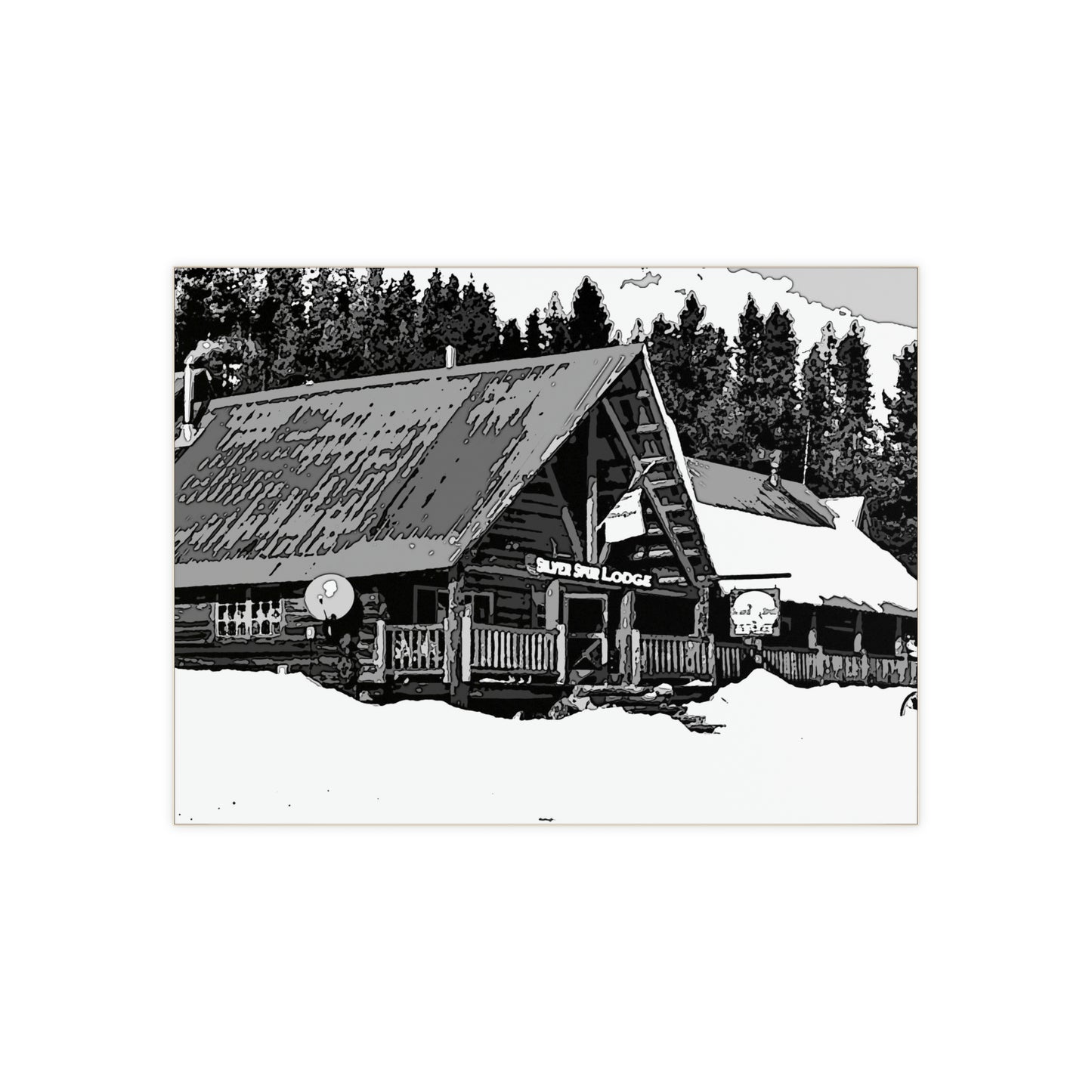 Ceramic Photo Tile ... A Beautiful Lodge & Back-Country Outfitter In A Mountain Town ... 'Dixie, Idaho, November 2022' ... Original Works ...