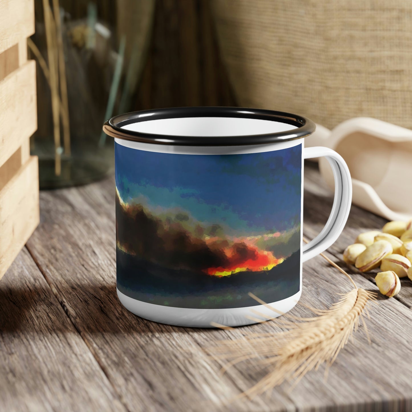 Enamel Camp Cup ... "Fire ... Fire -On-The-Mountain ... Fire ... Fire-On-The-Mountain."