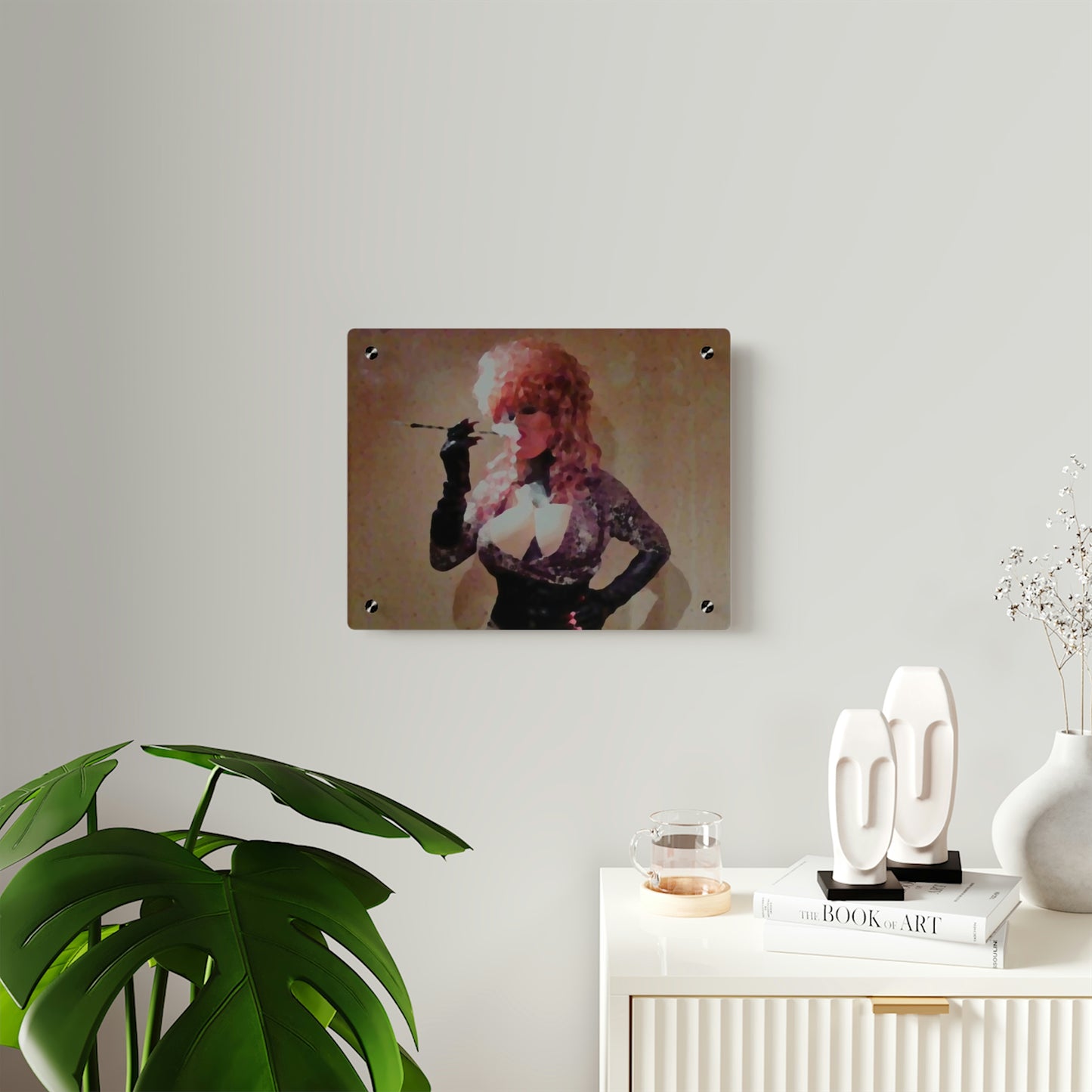 Acrylic Wall Art Panels ...  A Colleague Overseas ... 'Enjoying A Fag' ... Original Works ... "April Fools 2023" ... Hot-Tranny-Smoke ...