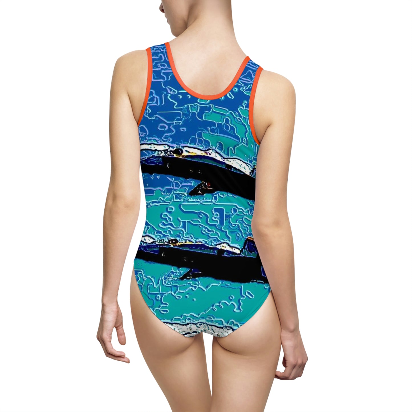 Women's Classic One-Piece Swimsuit ... Seattle Seafair ..."Blue Angels Run Over Lake Washington" ... Circa Mid 1980's ... Dr FJ Holt ... Original Works ...