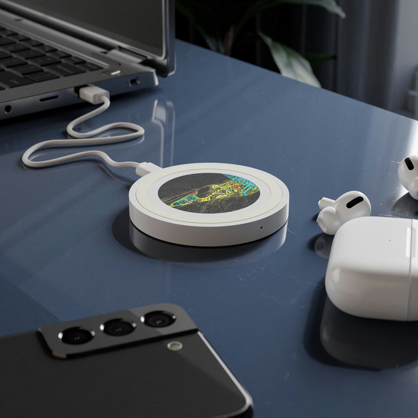 Quake Wireless Charging Pad ... "Snow Vehicle In Snow Storm At-Rest" ... Circa 12Mar23 ... Central Idaho ... 18-Hours Rendering Time: Original Works ...
