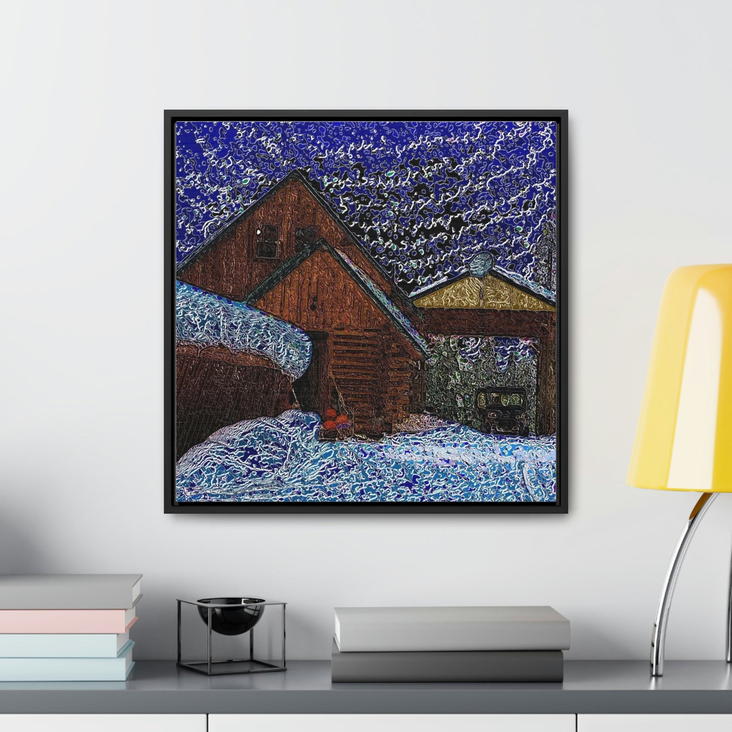 Gallery Canvas Wraps, Square Frame ... A Litle Bit Of Color ...  A Little Bit Of Van Gogh ... A Little Bit Of Vertigo ... "And Away You Go With The Snow .." Original Works: Rendering Time: 16 Hours ...