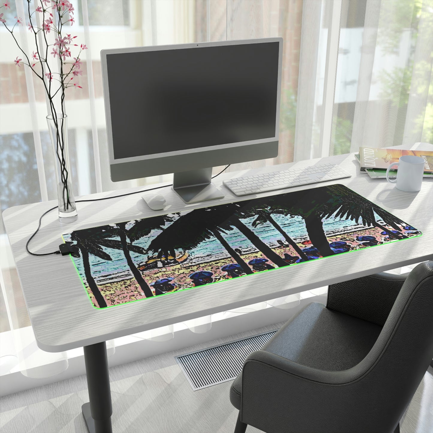 LED Gaming Mouse Pad ... "A Beautiful Beach Amongst The Palms" ... The Outrigger Waikiki, Honolulu, Oahu ... Original Works ...