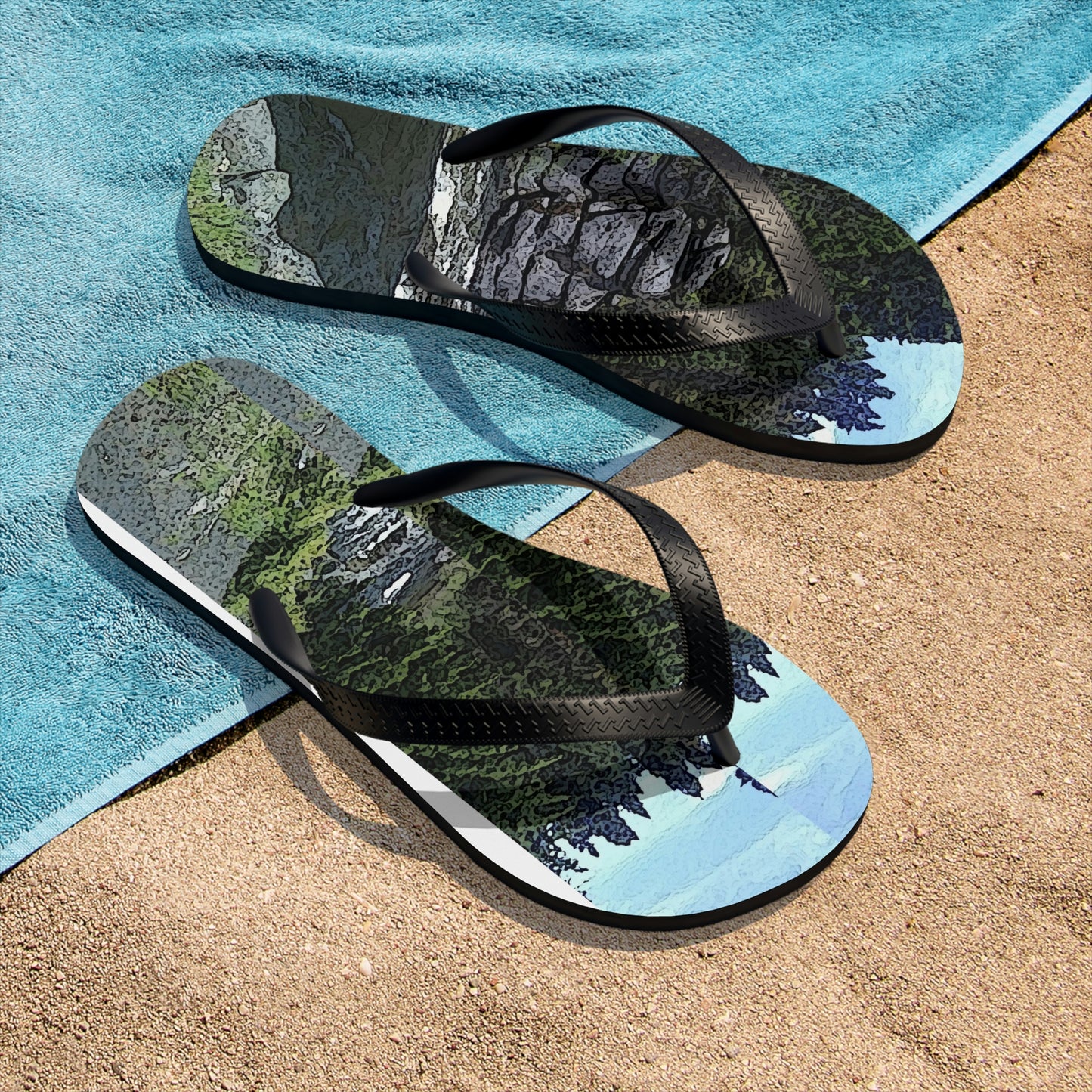 Unisex Flip-Flops ..."I Am Innocent" ... Tricky-Dick Immortalized ... Nixon Rock: Along The River ... Central Idaho, Summer 2020 ... Original Works ...