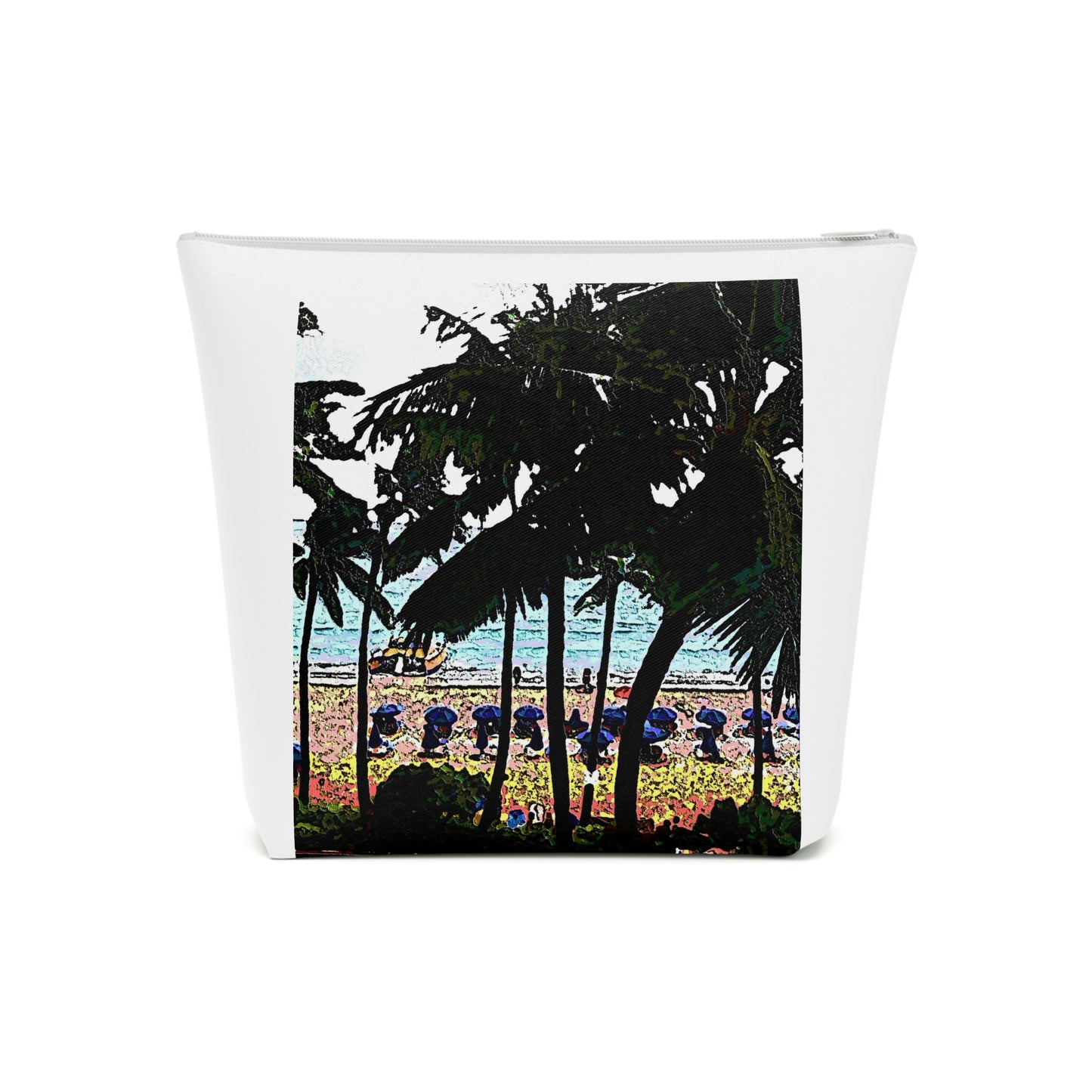 Cotton Cosmetic Bag ... "A Beautiful Beach Amongst The Palms" ... The Outrigger Waikiki, Honolulu, Oahu ... Original Works ...