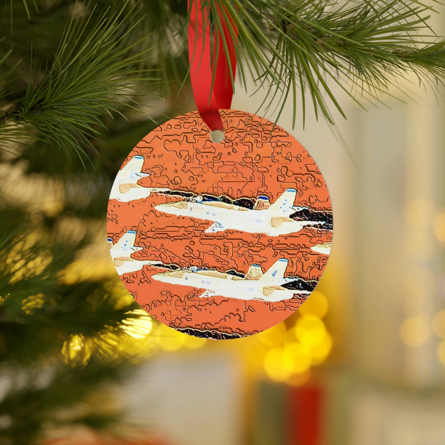 Plywood Ornaments (Round, Berlin) ... Seattle Seafair ..."Blue Angels Run Over Lake Washington" ... Circa Mid 1980's ... Dr FJ Holt ... Original Works ...