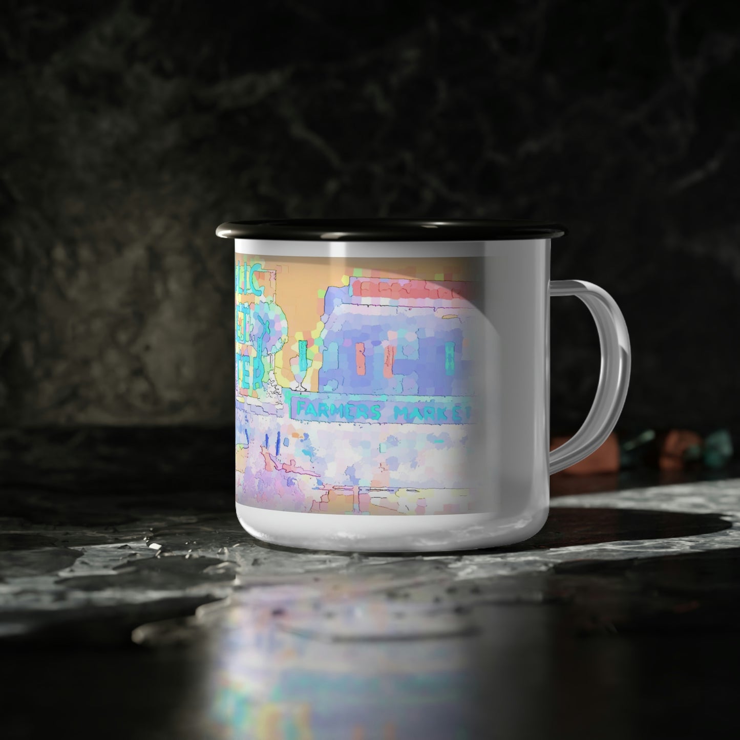 Enamel Camp Cup ... "Sleepless-In-Seattle ... At-The-Market" ... Series-2 ...