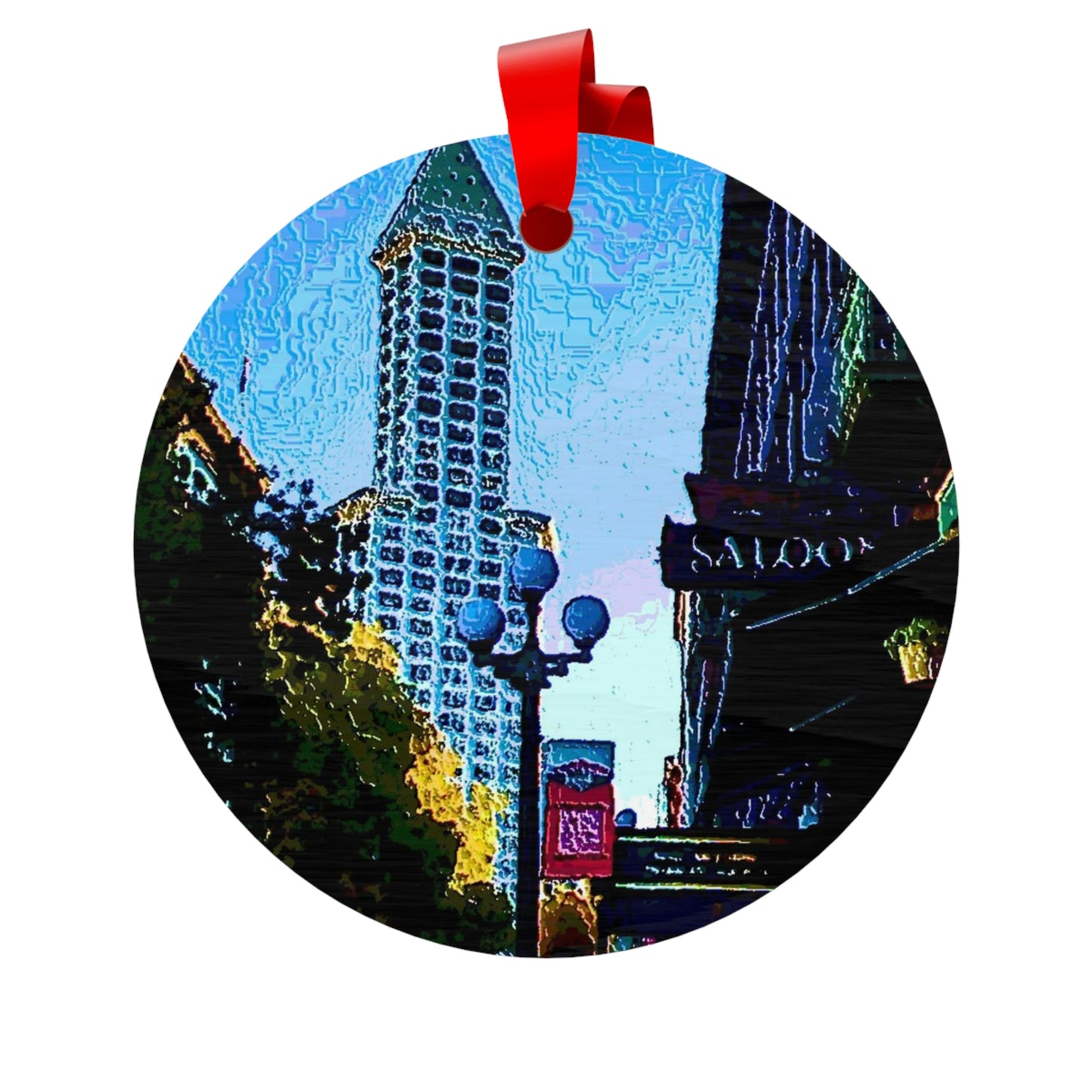 Plywood Ornaments (Round, Berlin) ...  Pioneer Square & Smith Tower ... 'That World Famous View' ... Colleague Supplied Photo ... Original Works ...