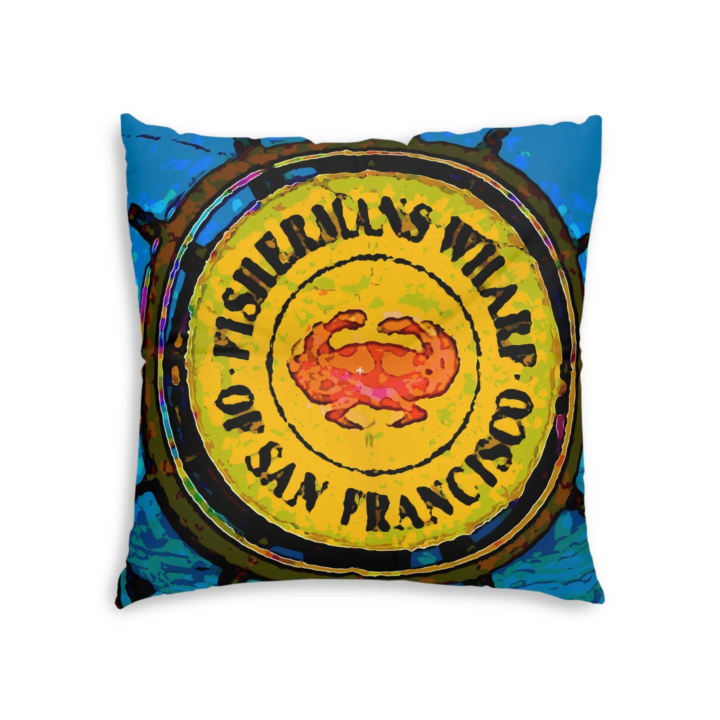 Tufted Floor Pillow, Square ... "No.9 Fishermen's Grotto - Fishermen's Wharf, SF, California" ... Family Archives: 1970's ... Original Works ...