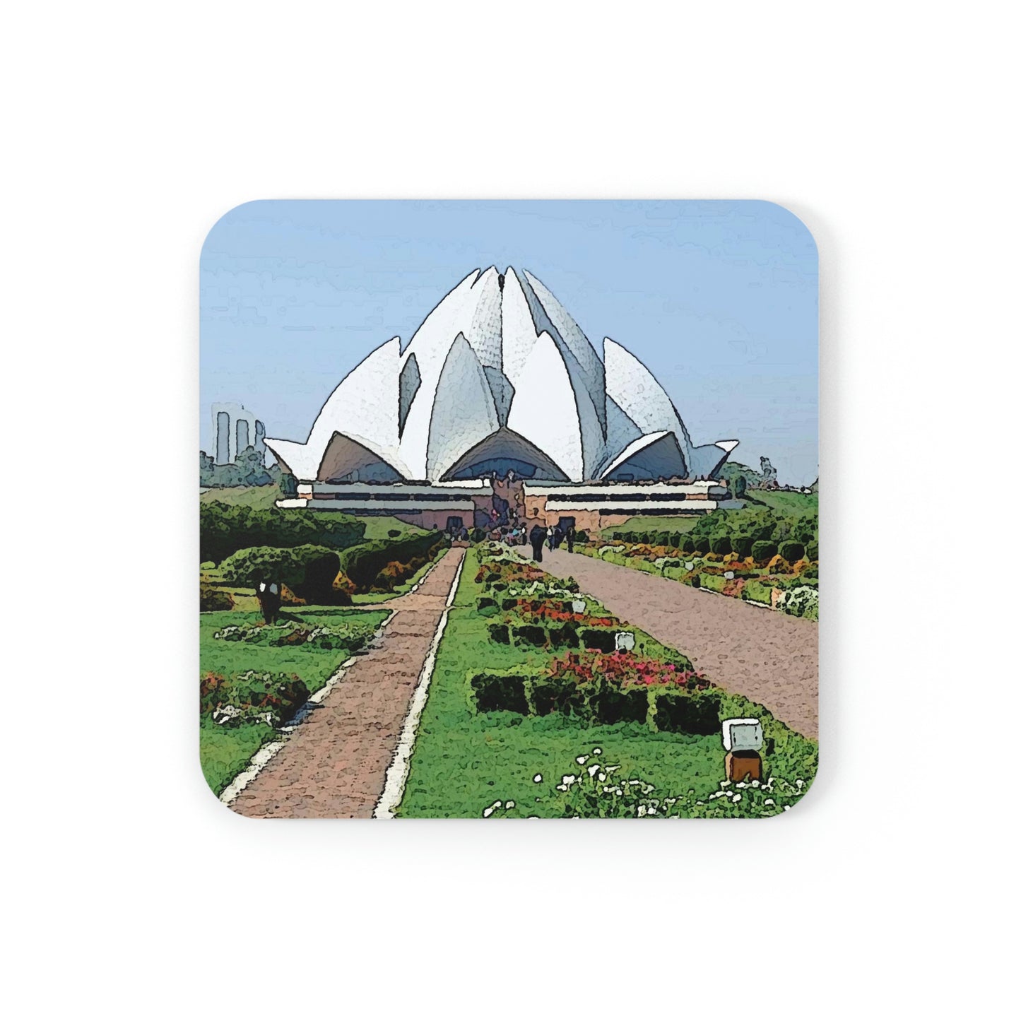 Cork Back Coaster ... 'Bahai'i House-Of-Worship' ... "Lotus Temple: Delhi, India, 2008" ... Original Works ...