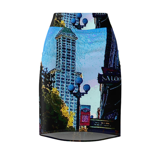 Women's Pencil Skirt ...  Pioneer Square & Smith Tower ... 'That World Famous View' ... Colleague Supplied Photo ... Original Works ...