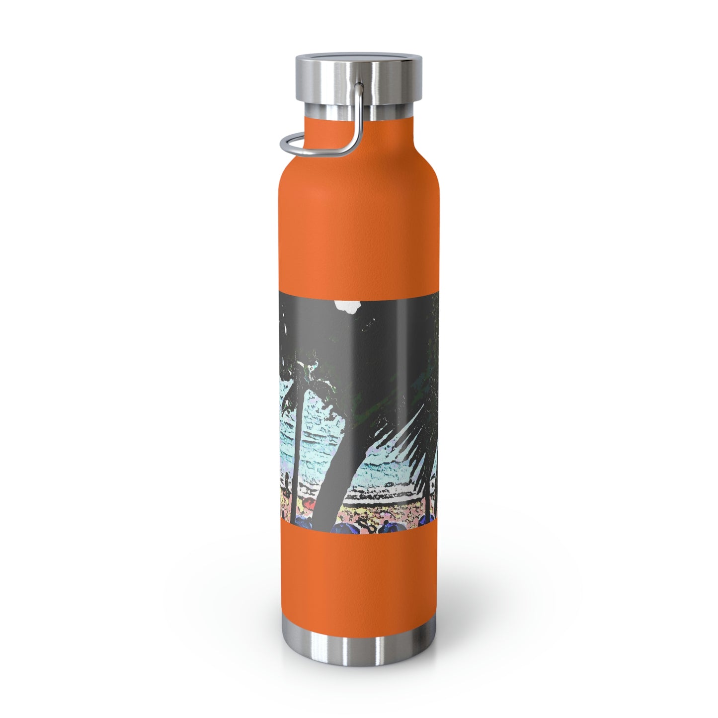 Copper Vacuum Insulated Bottle, 22oz ... "A Beautiful Beach Amongst The Palms" ... The Outrigger Waikiki, Honolulu, Oahu ... Original Works ...