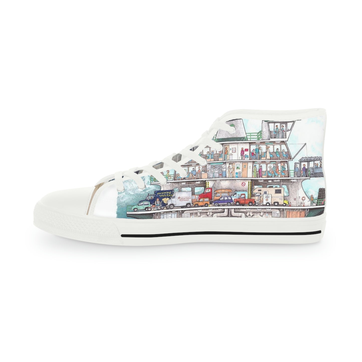 Men's High Top Sneakers ... WADOT ... Washington State Ferries ... 'And-A-Classic Of Old' ...