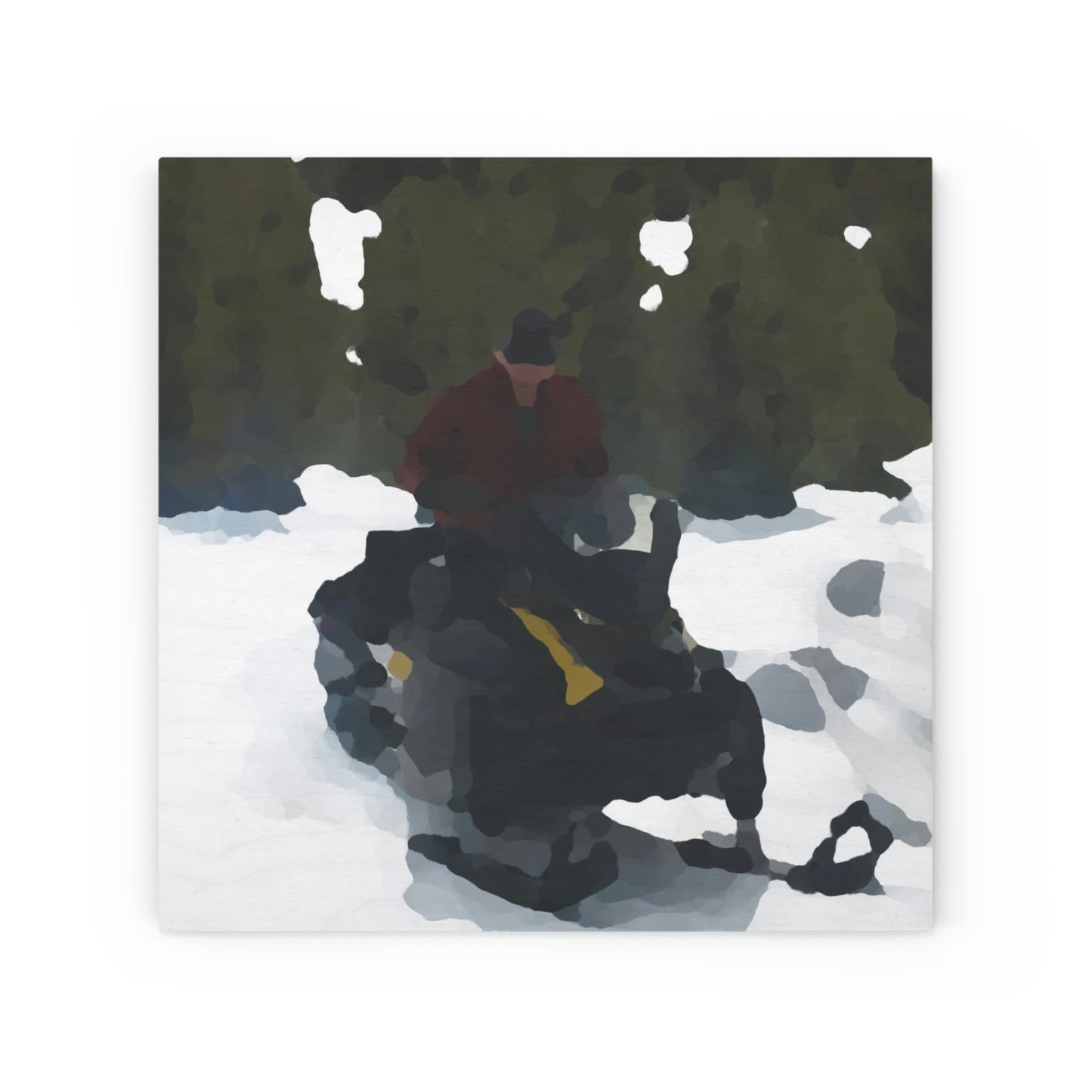 Wood Canvas ... A Snowmobiler Rides Through ... Rendering Time: 5 Hours ... Central Idaho