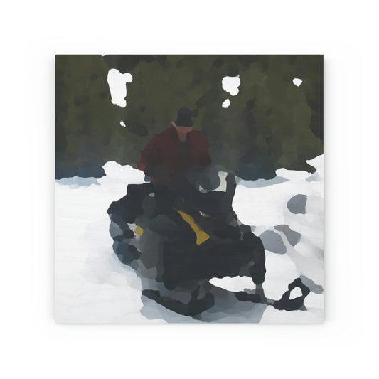 Wood Canvas ... A Snowmobiler Rides Through ... Rendering Time: 5 Hours ... Central Idaho