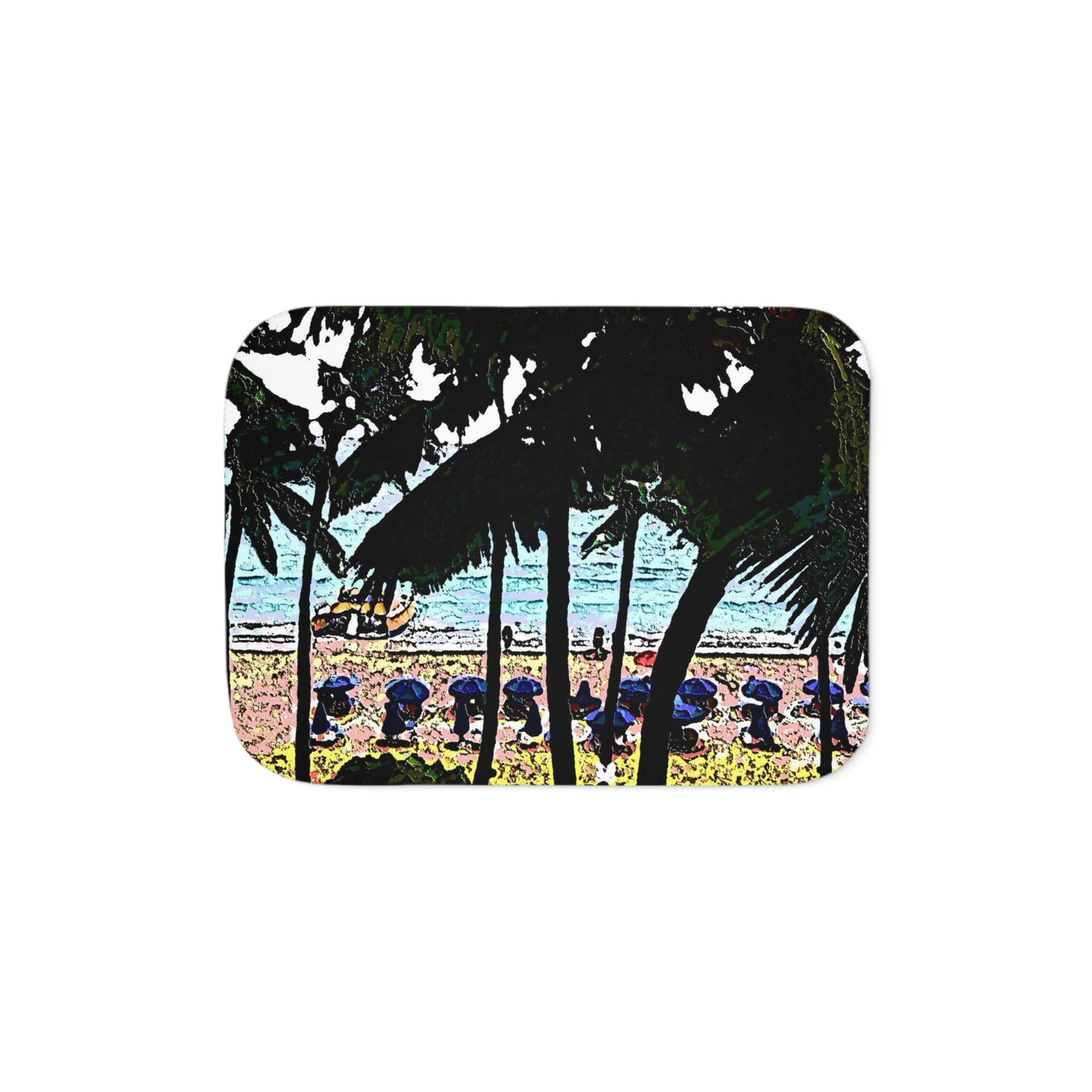 Sherpa Blanket, Two Colors ... "A Beautiful Beach Amongst The Palms" ... The Outrigger Waikiki, Honolulu, Oahu ... Original Works ...