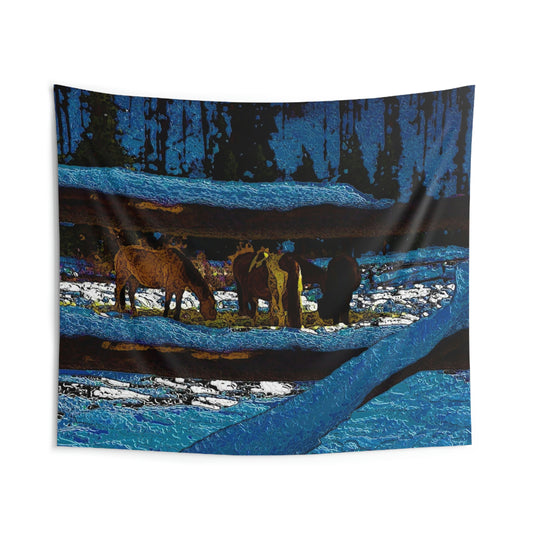 Indoor Wall Tapestries ...  A Horse ... A Saddle ...  Foraging Through The Snow ...  An_Asses 'Cry' ... Central Idaho, November 2022 ...  Original Works ..