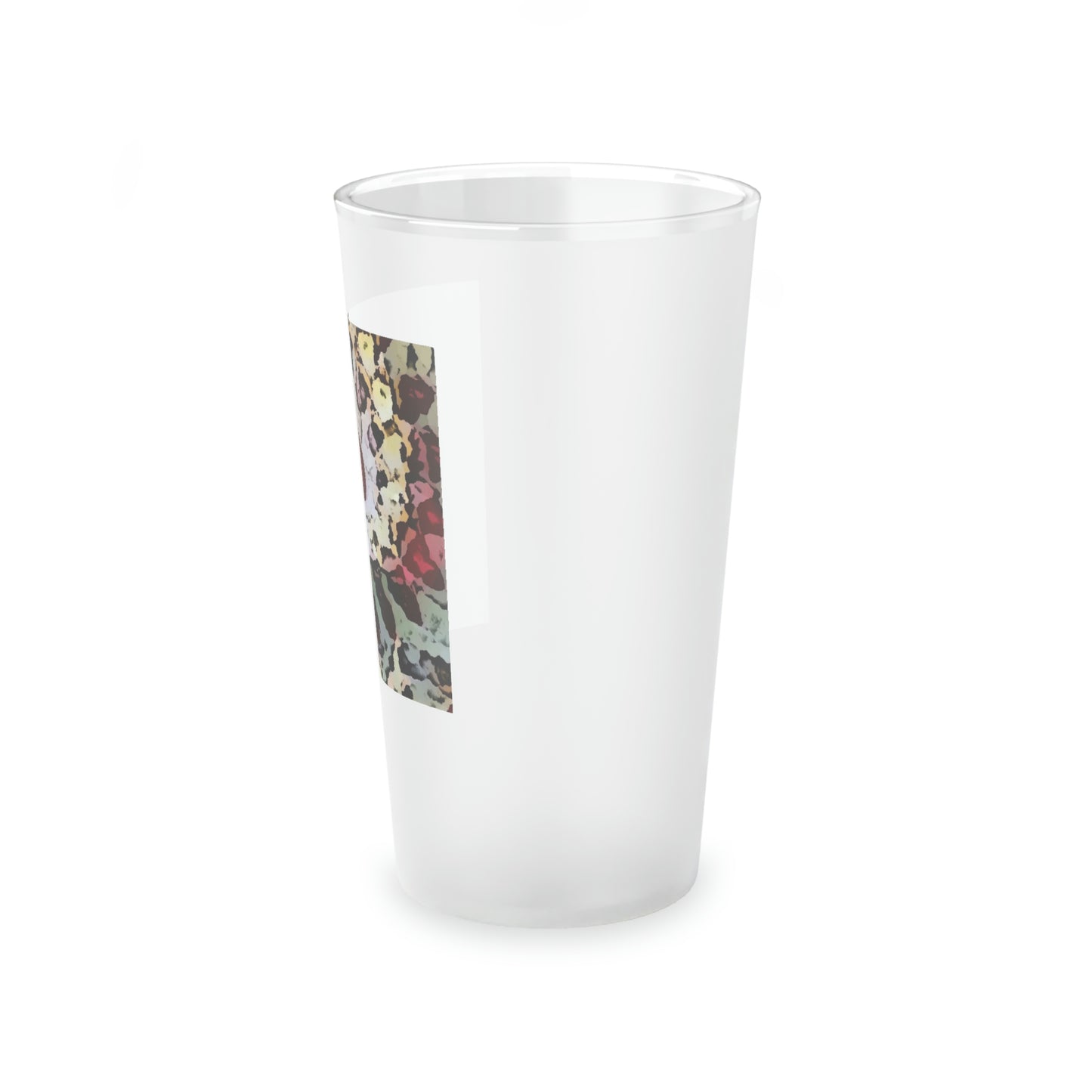 Frosted Pint Glass, 16oz ... "A Friendly Flower" ... Pointsettia 'Pointing' ... Original Works ... (Supplied Photograph) ...
