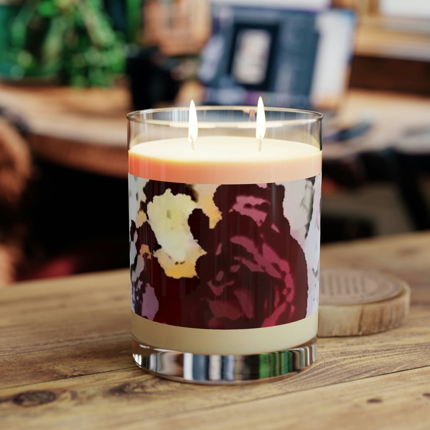 Scented Candle - Full Glass, 11oz ... "A Friendly Flower" ... Pointsettia 'Pointing' ... Original Works ... (Supplied Photograph) ...
