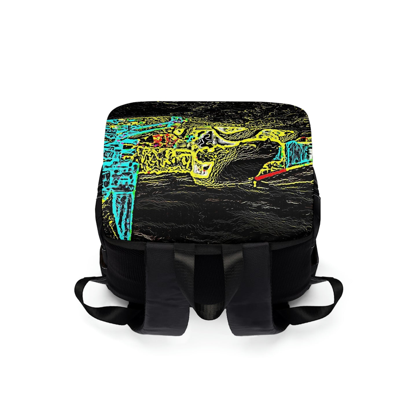 Unisex Casual Shoulder Backpack ...  "Snow Vehicle In Snow Storm At-Rest" ... Circa 12Mar23 ... Central Idaho ... 18-Hours Rendering Time: Original Works ...
