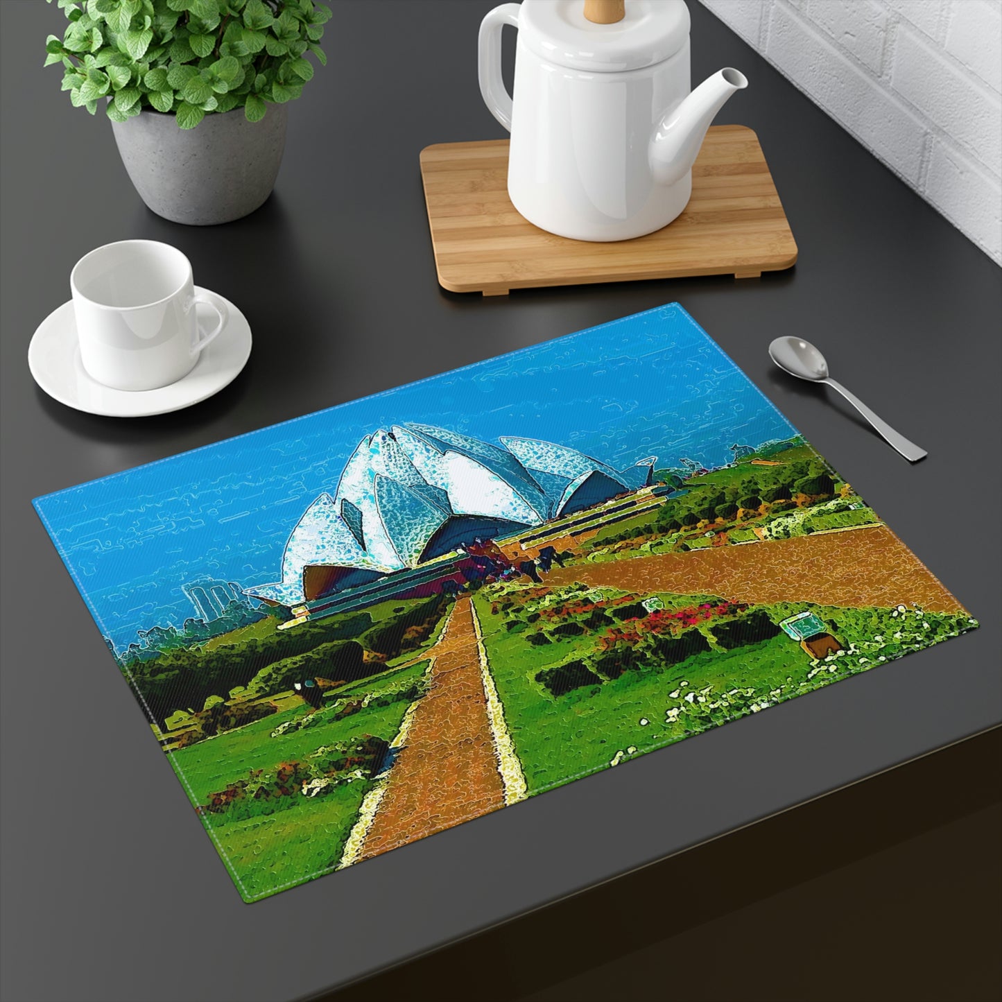 Placemat, 1pc ... 'Bahai'i House-Of-Worship' ... "Lotus Temple: Delhi, India, 2008" ... Original Works ...