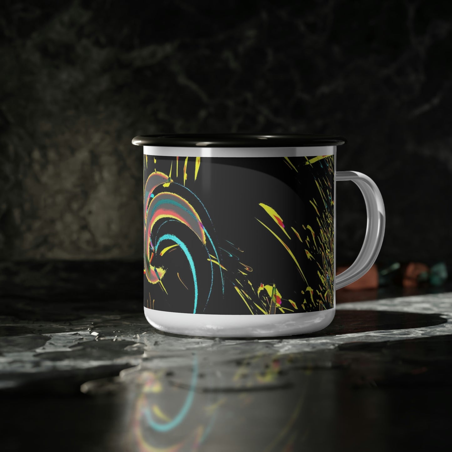 Enamel Camp Cup ... "Waning Moon" ... Central Idaho ... October 2022 ... Rendering Time: 22 Hours ... Original Works ...