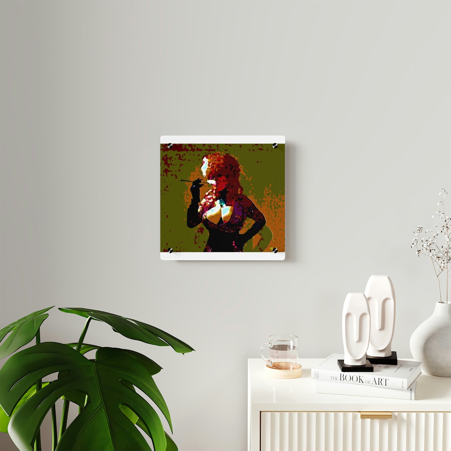 Acrylic Wall Art Panels ...  A Colleague Overseas ... 'Enjoying A Fag' ... Original Works ... "April Fools 2023" ... Hot-Tranny-Smoke ...