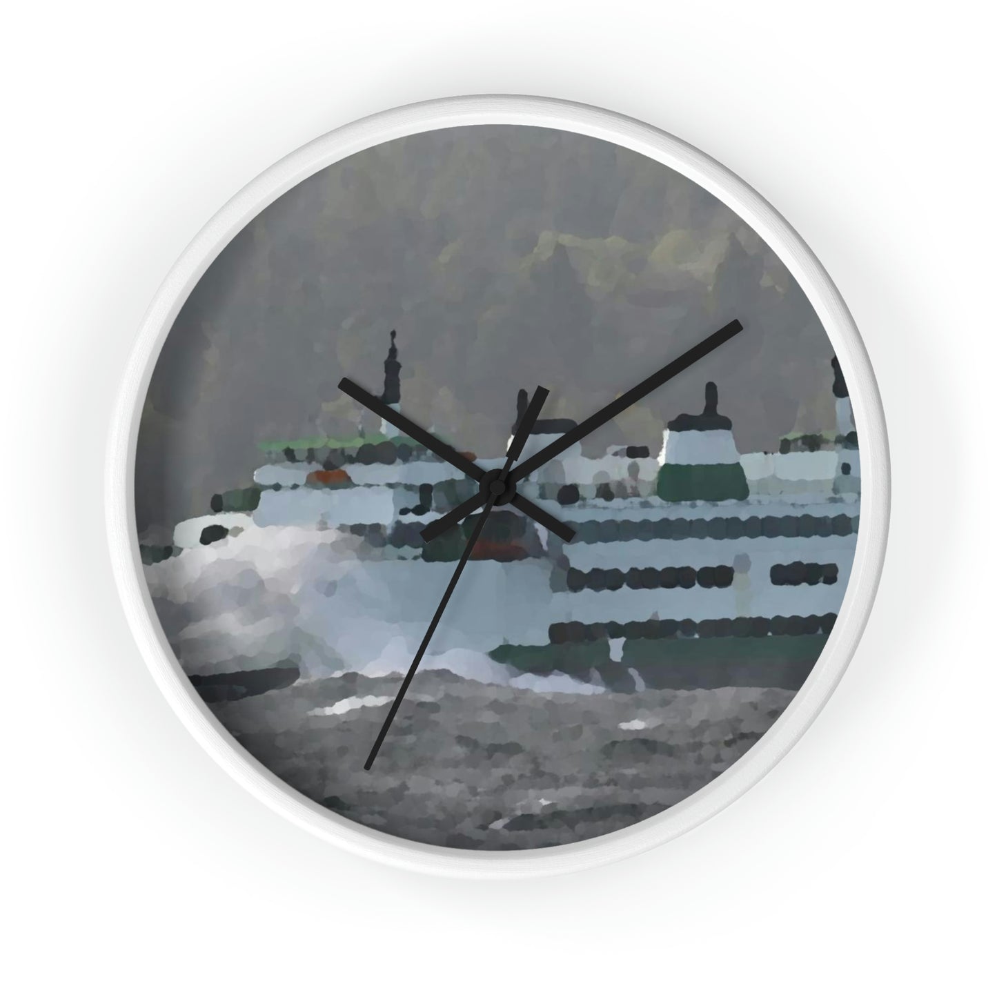 Wall clock ... WADOT Ferry Crossing ... "A Very Rough Day" ... Mulkiteo Route ... Family Archives ... Early 1990's' ... Original Works ...
