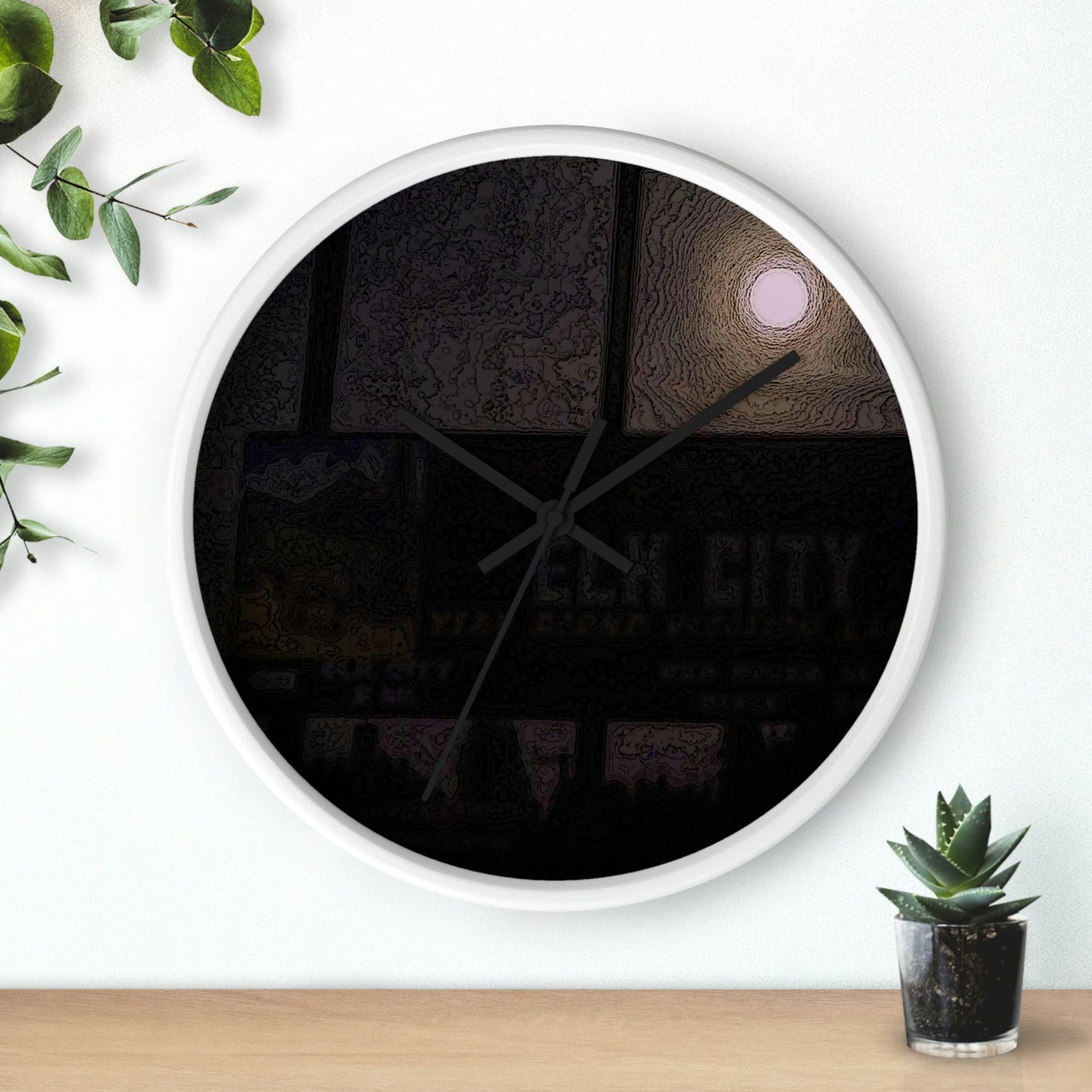 Wall clock ... Car Approaches From The Stern ... Moon Ascendary From The Bow ... "Two Friendly Travellers On A Cold Night Near Elk City" ... C