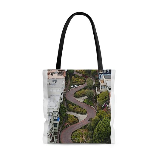 AOP Tote Bag ... A Crazy Street ... 'Eight Winding Curve-Switchbacks' ... "Lombard Street, San Francisco, CA' ... Family Archives: 1970's ... Original Works ...