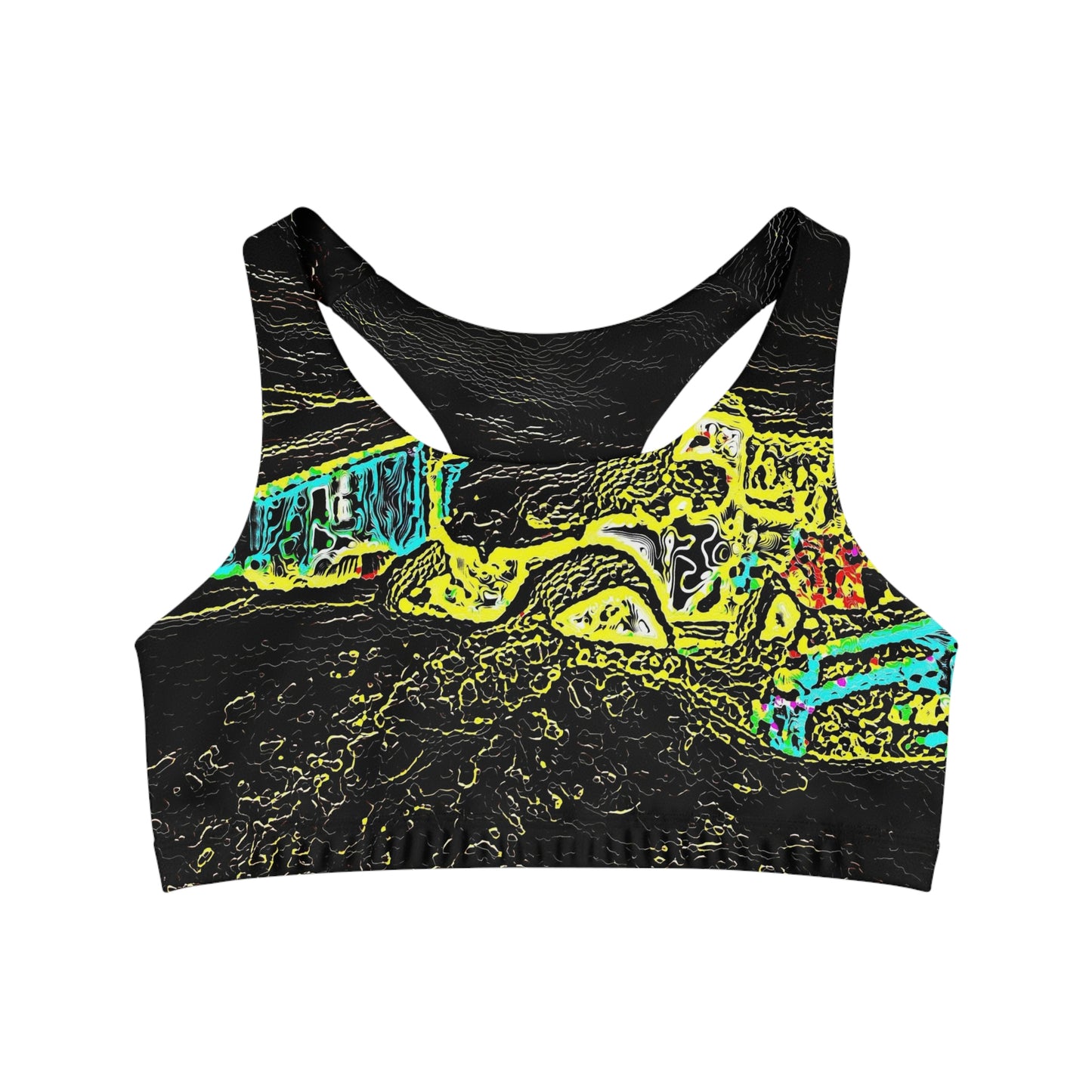 Seamless Sports Bra (AOP) ... "Snow Vehicle In Snow Storm At-Rest" ... Circa 12Mar23 ... Central Idaho ... 18-Hours Rendering Time: Original Works ...