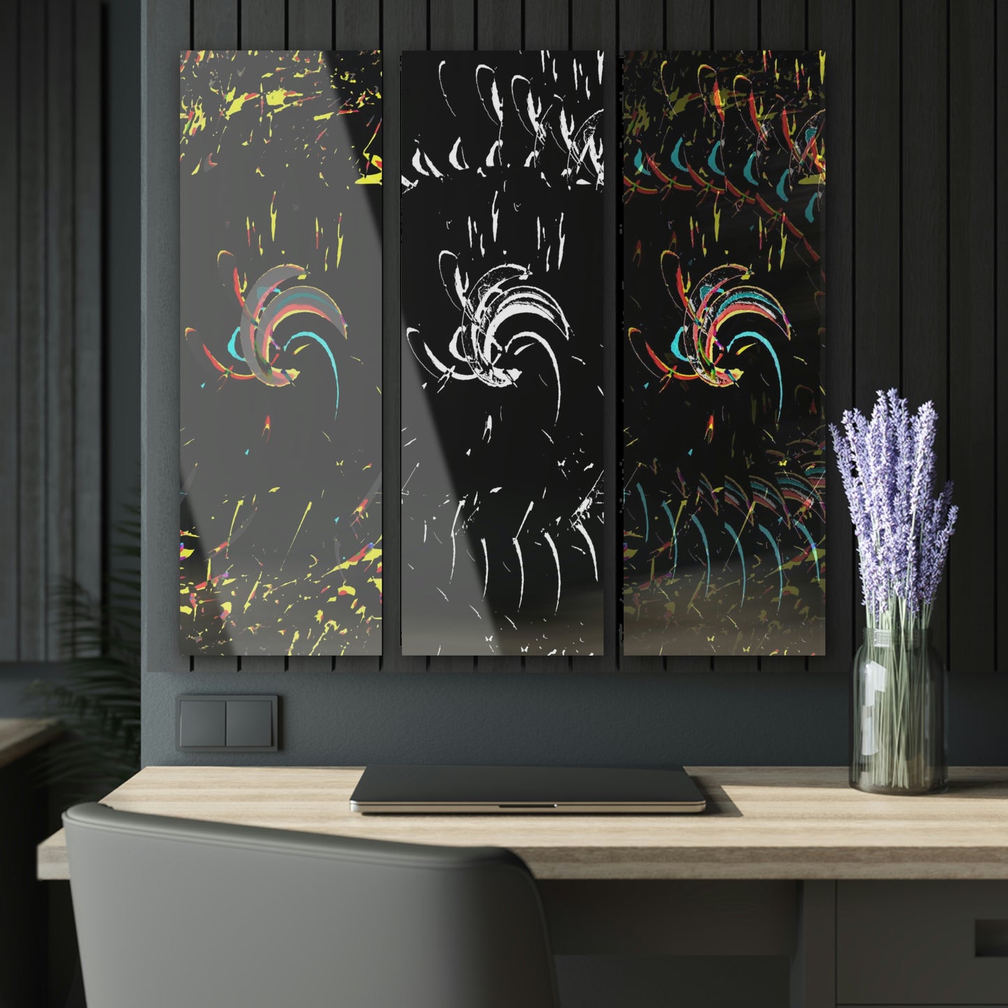 Acrylic Prints (Triptych) ... "Waning Moon" ... Central Idaho ... October 2022 ... Rendering Time: 22 Hours ... Original Works ...