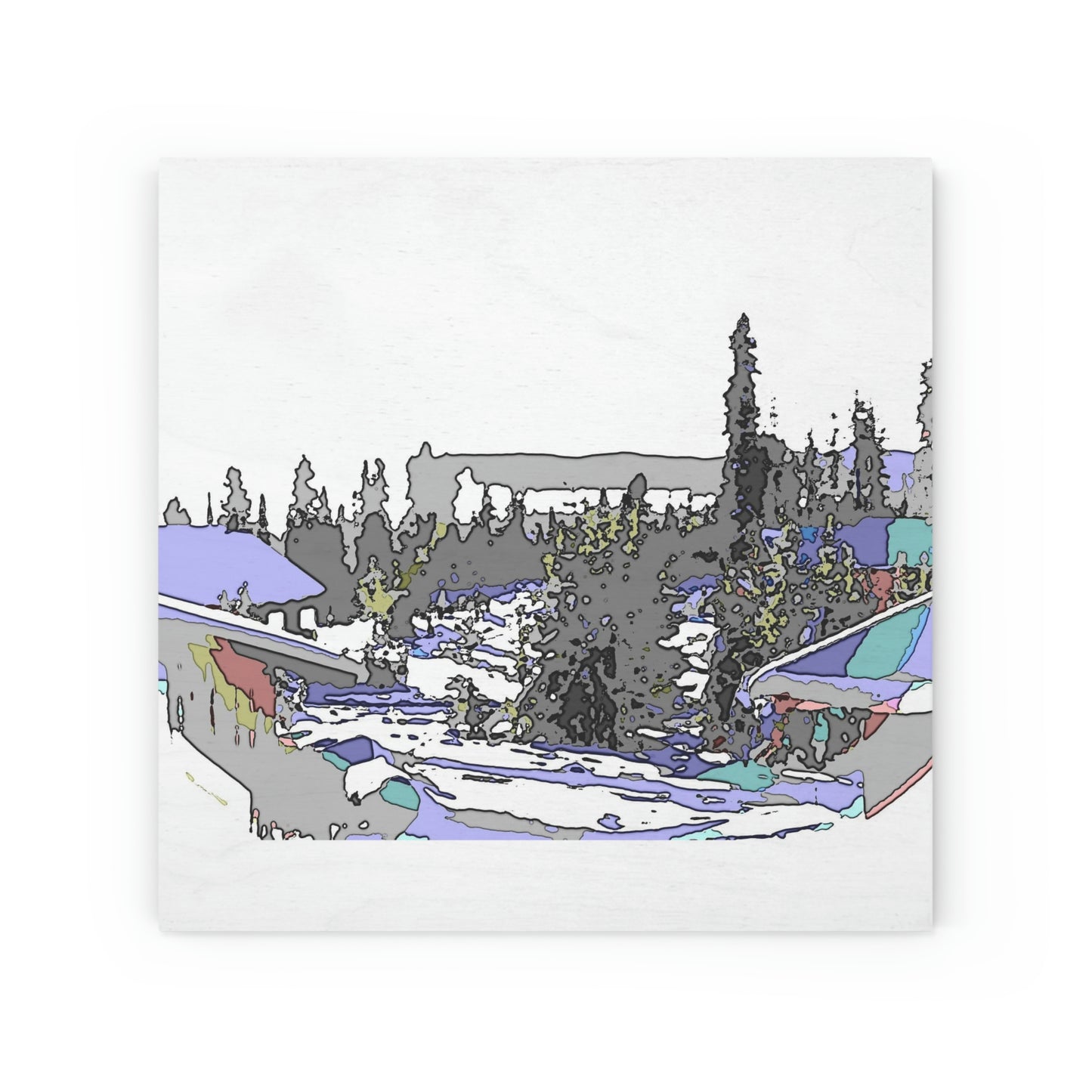 Wood Canvas ...  Snow ... Impressionalism ... Mountain-Snowscape "Happy New Years 2023!" ...