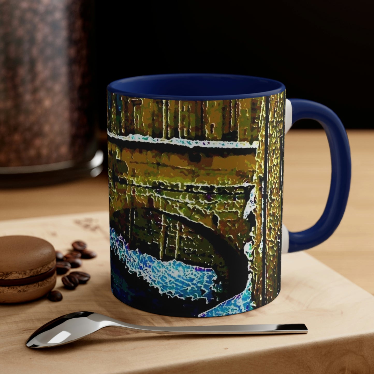 Accent Coffee Mug, 11oz ...  Walikng The Streets & Alleys ... 'Strolling The Canals ... '  ... Original Works  ...