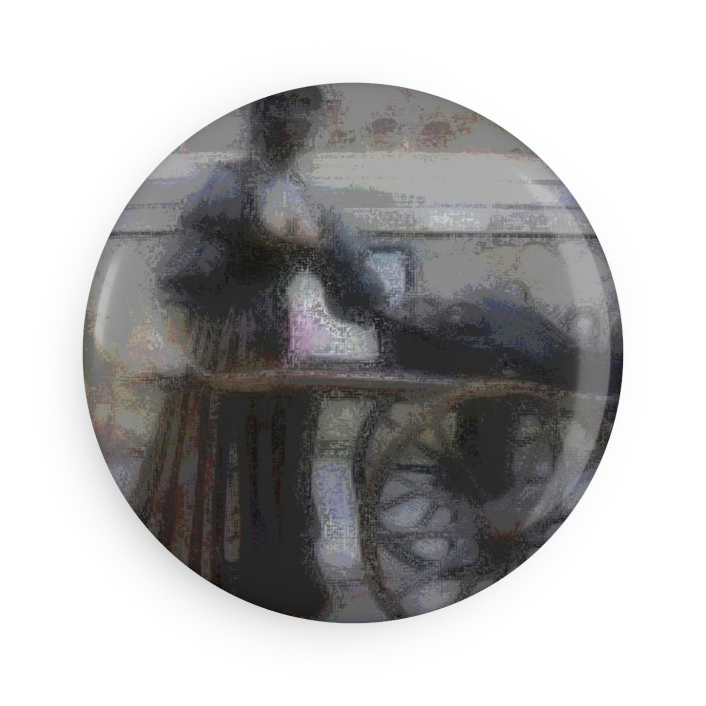 Button Magnet, Round (1 & 10 pcs) ...Dublin's "Molly Malone Along Grafton Street" ... Cryin' Cockels & Muscles Alive-Alive-Oh ... Circa 2003 ... Original Works ...