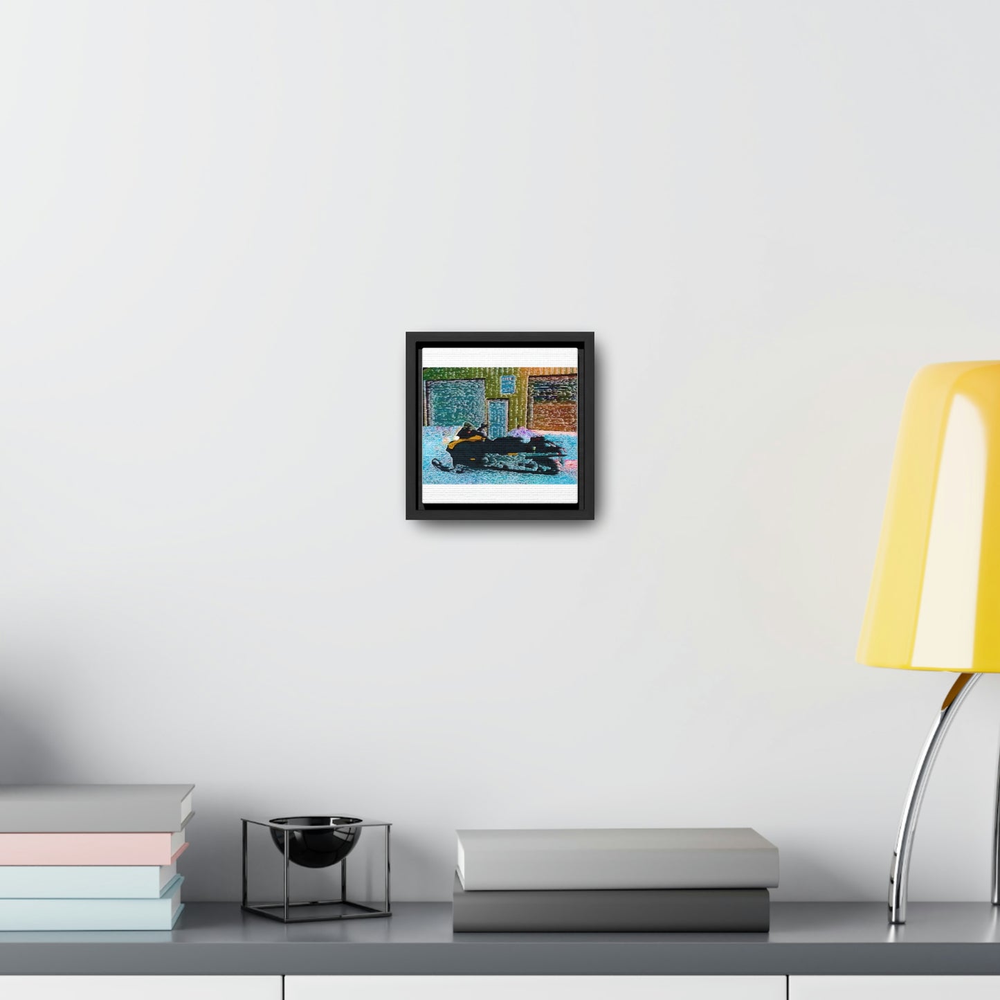 Gallery Canvas Wraps, Square Frame ... Snowmobile & Impressionalism ... 'Collecting Mail & Packages' .... Dixie, Idaho, USA ... Original Works: 10 Hours Rendering Time ...