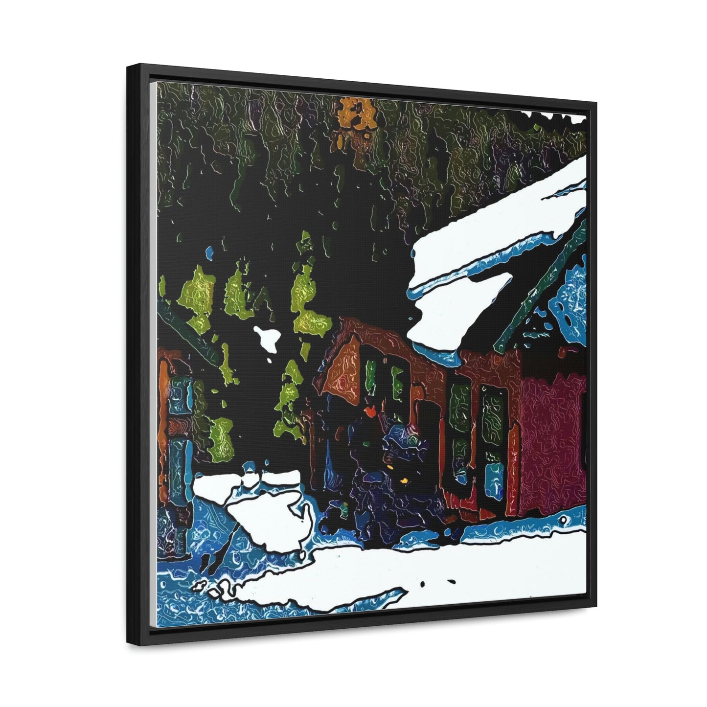 Gallery Canvas Wraps, Square Frame ... "A Rider Passeth-Through-It" ... Colors Galore & A Bit Of Impressionism ... Original Works. Winter 2021. Central Idaho. Rendering Time: 12 Hours ...