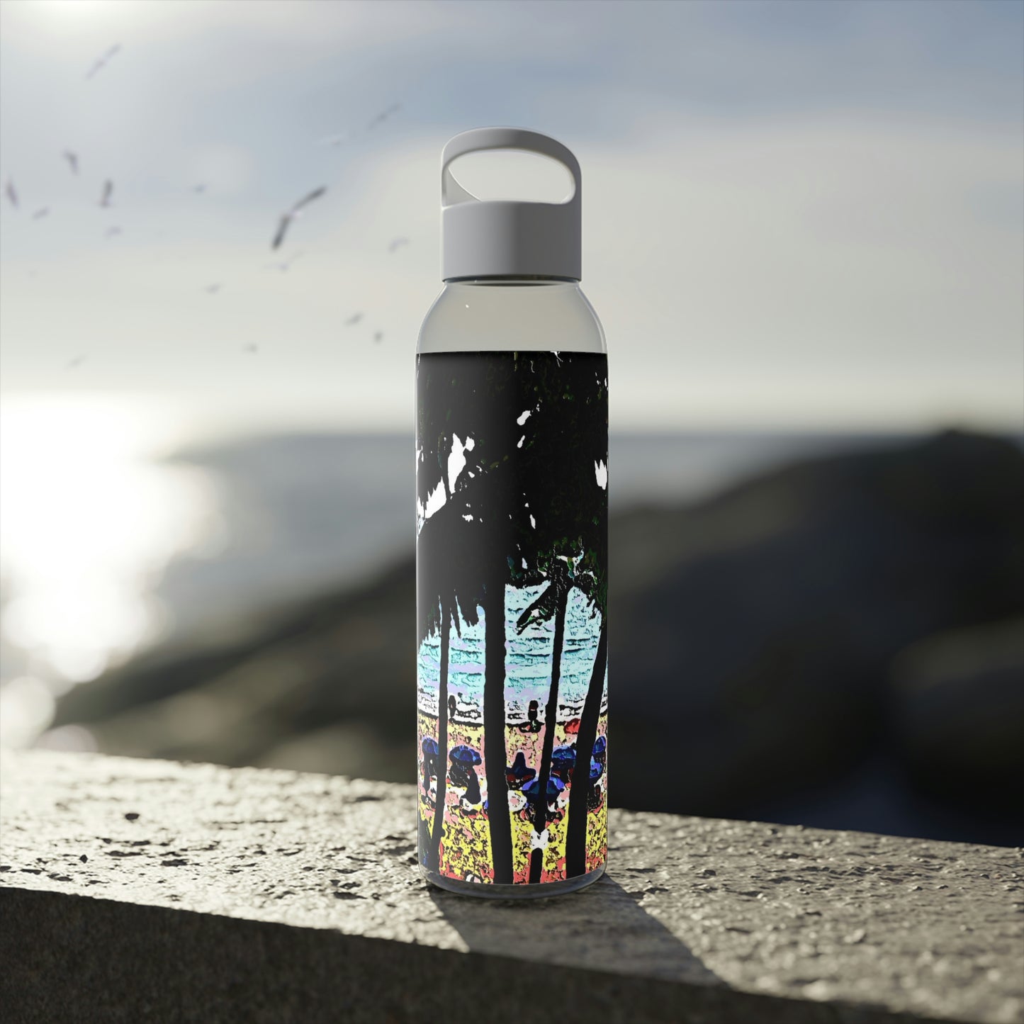 Sky Water Bottle ... "A Beautiful Beach Amongst The Palms" ... The Outrigger Waikiki, Honolulu, Oahu ... Original Works ...