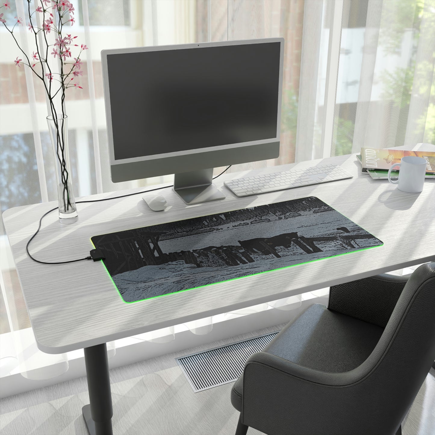LED Gaming Mouse Pad ... A Quiet Morning ... "Along The Red River & Nature Preserve Plateau" ... Jan23 ... Original Works ...