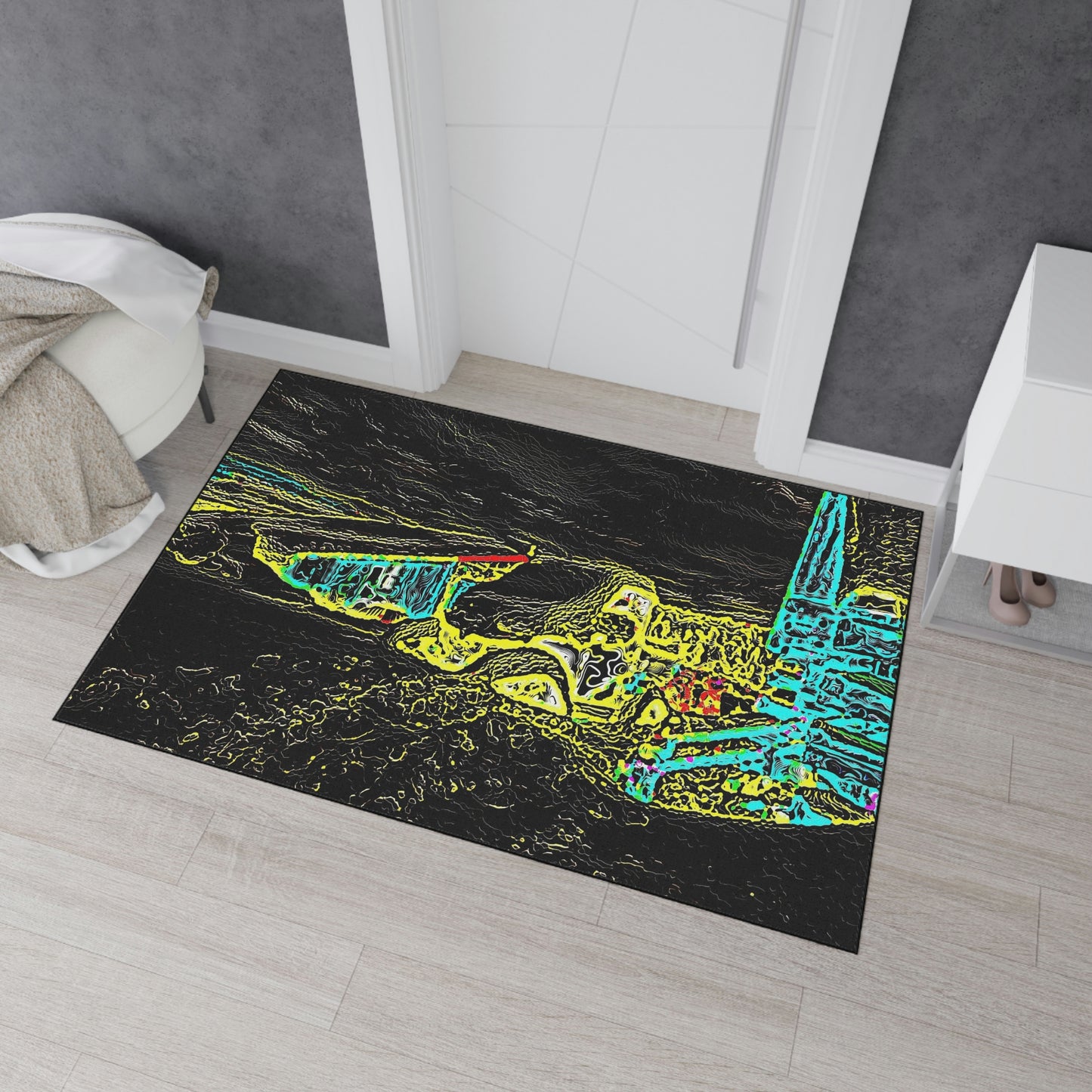 Heavy Duty Floor Mat ... "Snow Vehicle In Snow Storm At-Rest" ... Circa 12Mar23 ... Central Idaho ... 18-Hours Rendering Time: Original Works ...