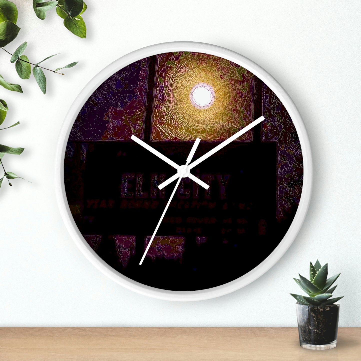 Wall clock ... Car Approaches From The Stern ... Moon Ascendary From The Bow ... "Two Friendly Travellers On A Cold Night Near Elk City" ... C