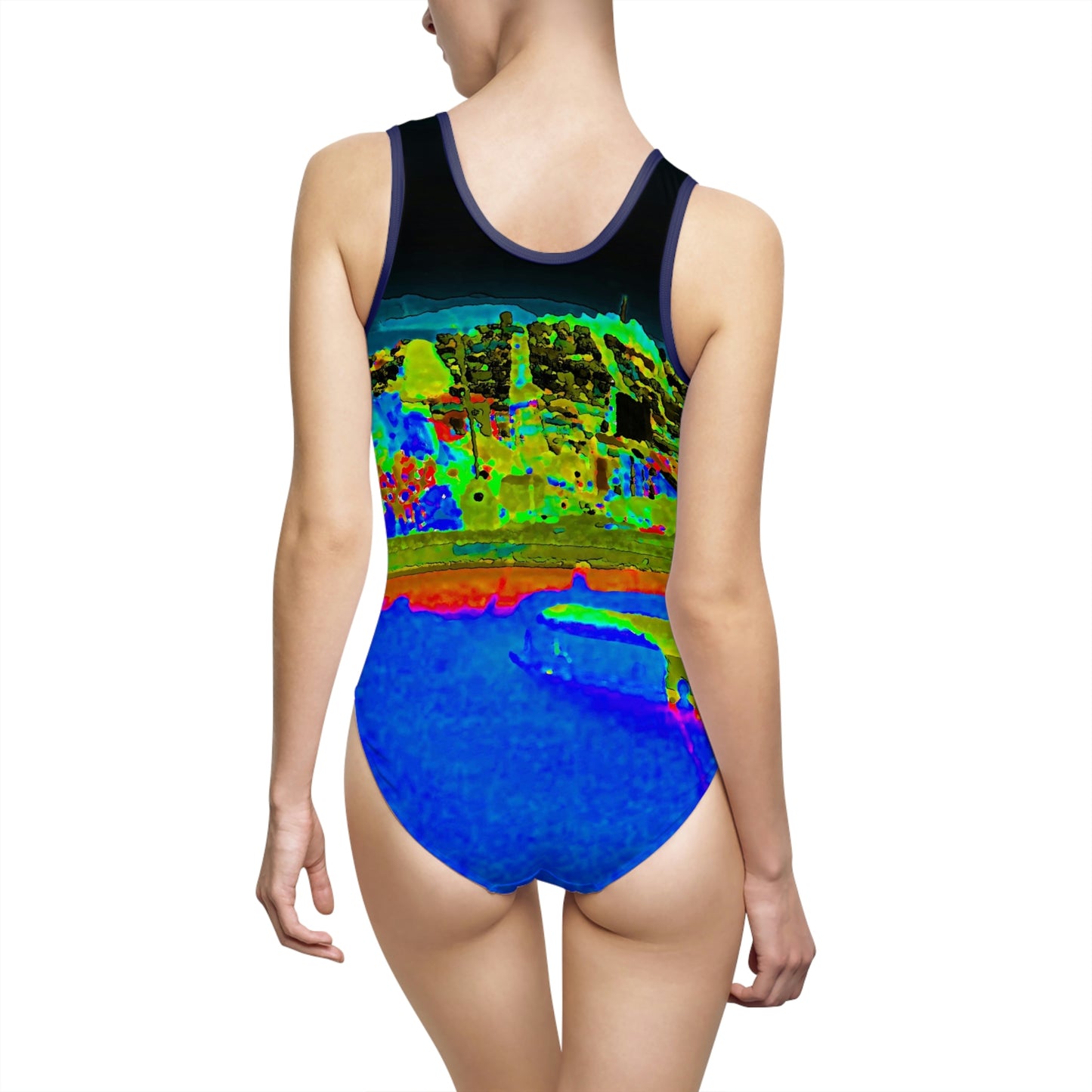 Women's Classic One-Piece Swimsuit ..."Lombard Street San Francisco, CA, USA" ... Family Archives 1970's ... Original Works ...