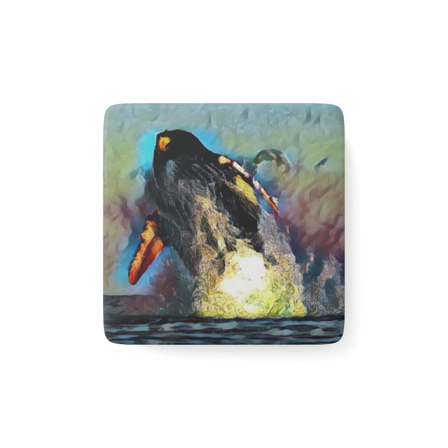 Porcelain Magnet, Square ... An Extraordinary Humpback Breach ... 'With Explosive Energy' ... Family Archives (KPH) ... Circa: 21st Century. Maui, HI ... Original Works ...