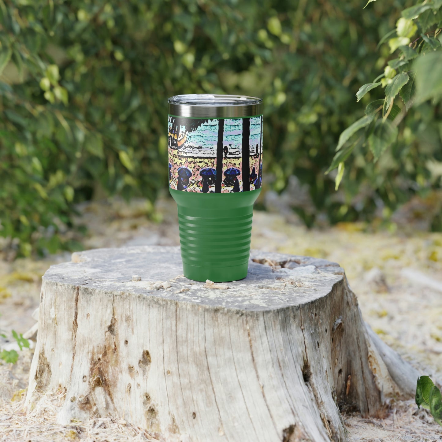 Ringneck Tumbler, 30oz ... "A Beautiful Beach Amongst The Palms" ... The Outrigger Waikiki, Honolulu, Oahu ... Original Works ...