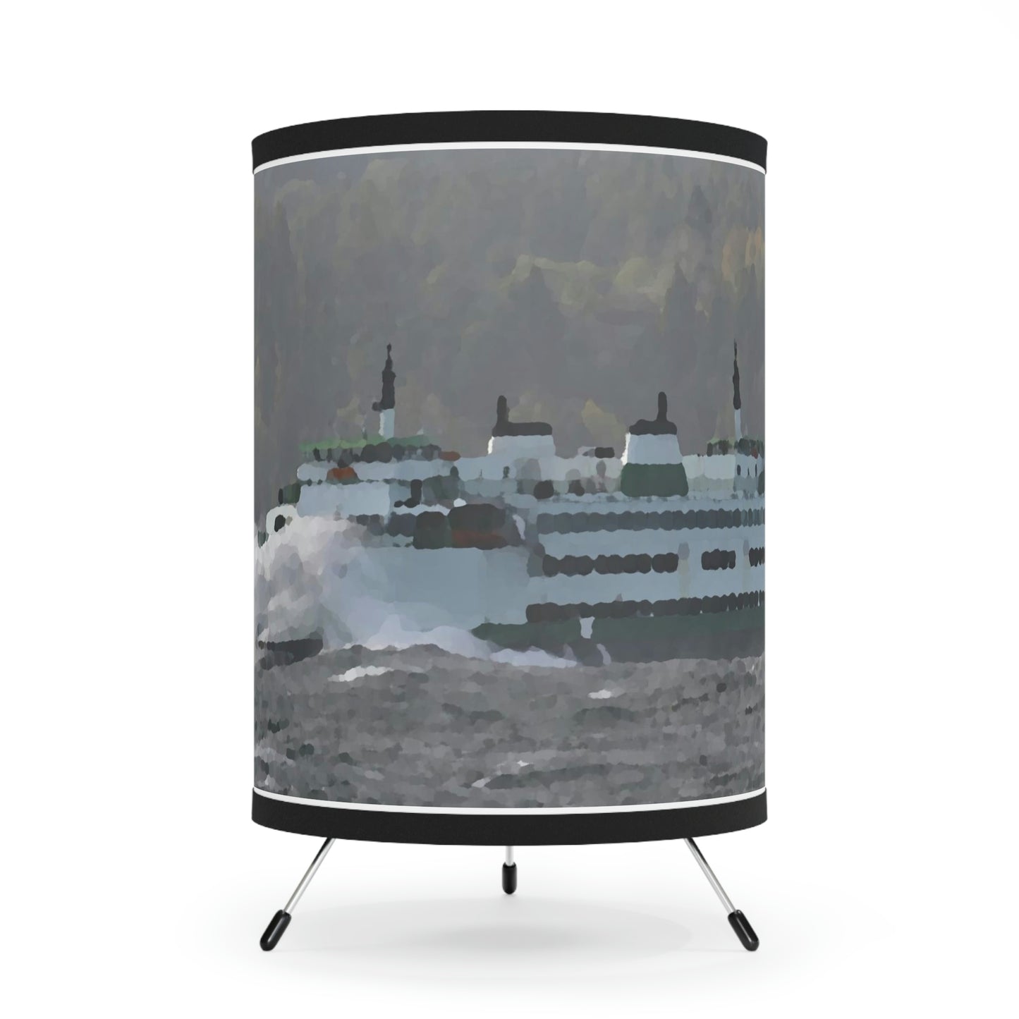 Tripod Lamp with High-Res Printed Shade, US\CA plug ... WADOT Ferry Crossing ... "A Very Rough Day" ... Mulkiteo Route ... Family Archives ... Early 1990's' ... Original Works ...
